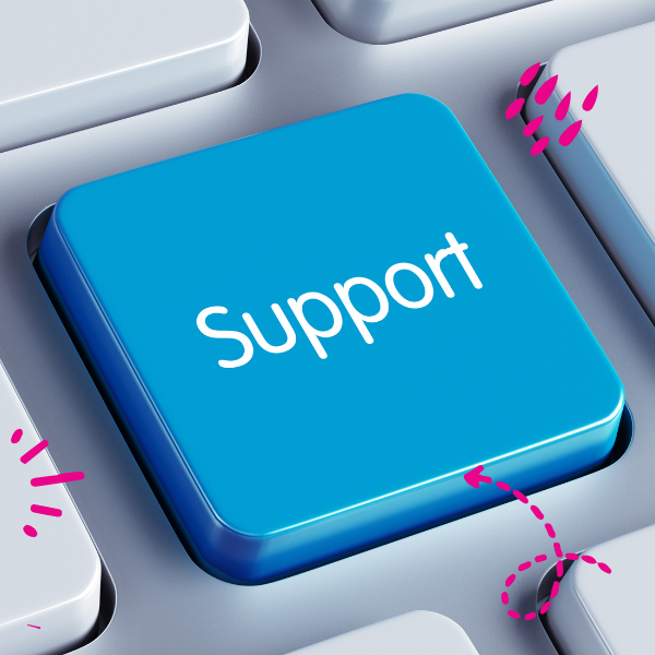Image of a keyboard saying support