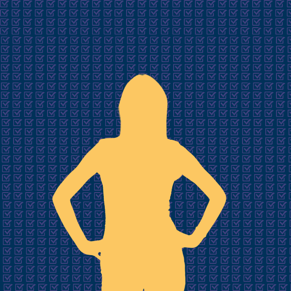 Blue blackground with the image of a person in yellow