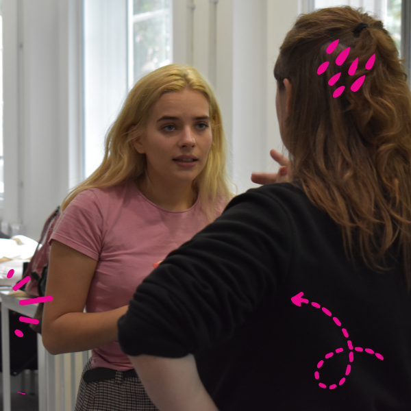 Students talking to each other